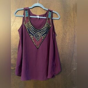 Y2K Studio Y Beaded Sheer Tank with Open Back size Small